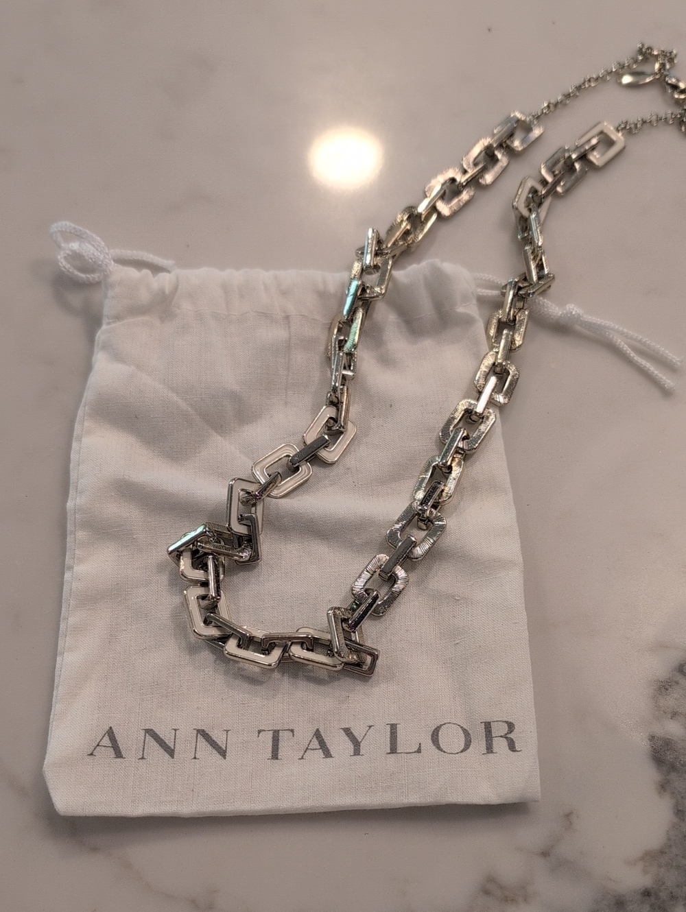 Ann Taylor Silver Geometric Link Necklace
